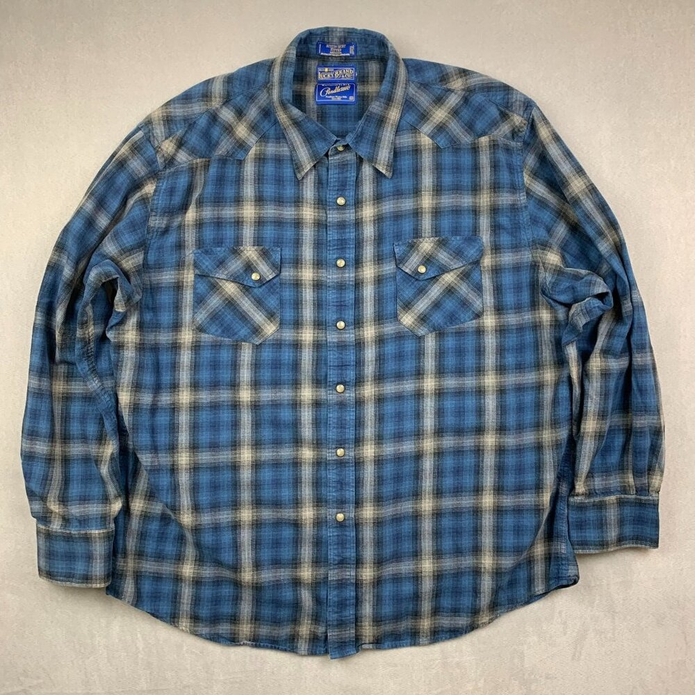Pendleton Blue and Gray Plaid Casual Button Down Shirt